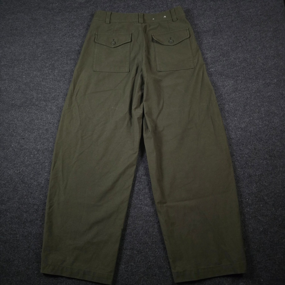 Uniqlo Olive Green Barrel Pants Wide Leg Baker Fatigue Womens 26-27 (Fits 30x29) - Picture 4 of 12